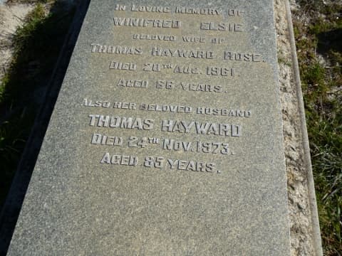 Thomas Hayward ROSE gravestone photograph 2