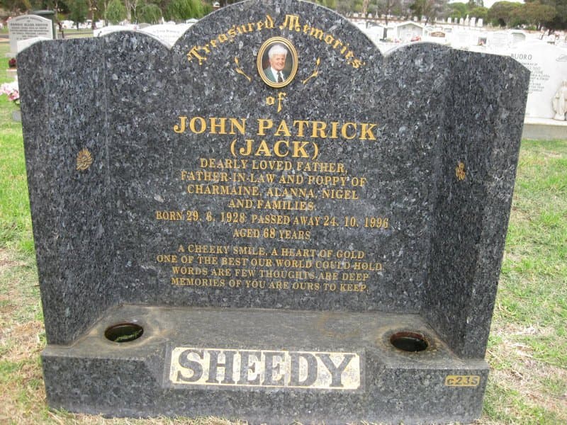 John Patrick (Jack) SHEEDY gravestone photograph 1