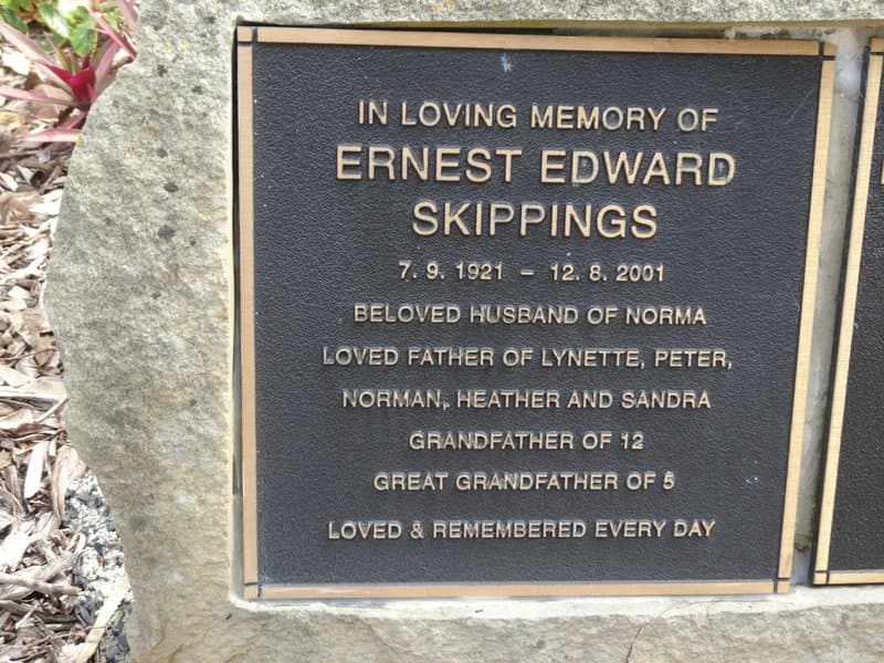 Ernest Edward SKIPPINGS gravestone photograph 1