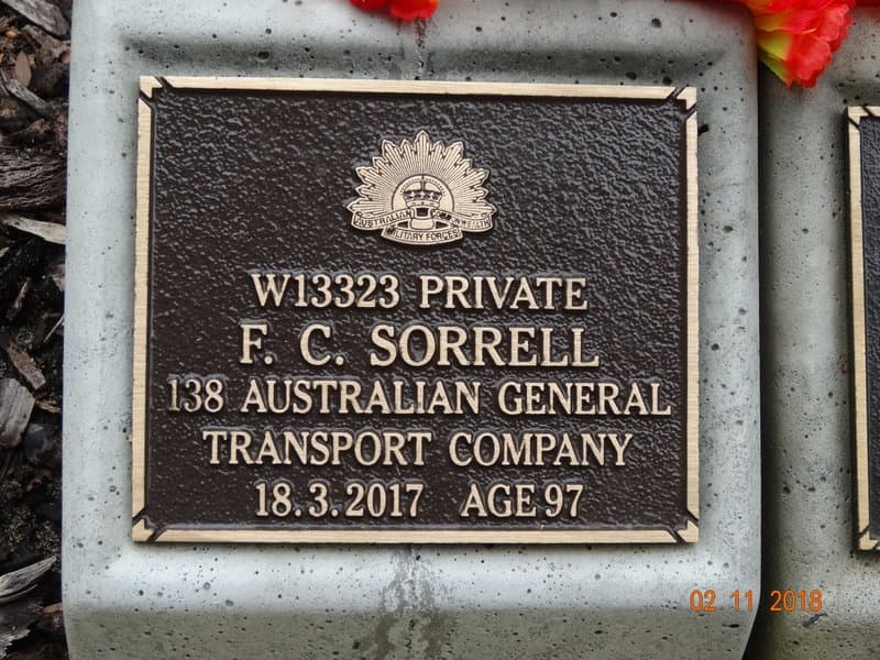 Fredrick Charles SORRELL gravestone photograph 1