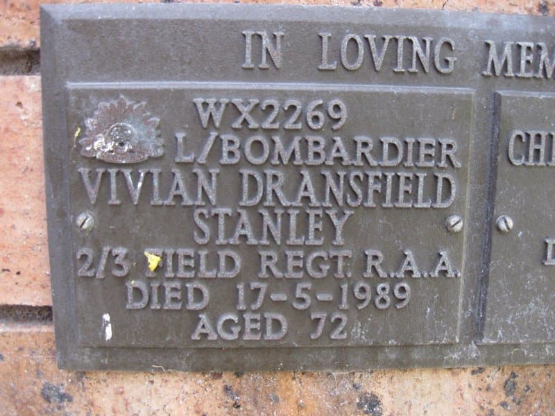 Vivian Dransfield STANLEY gravestone photograph 1