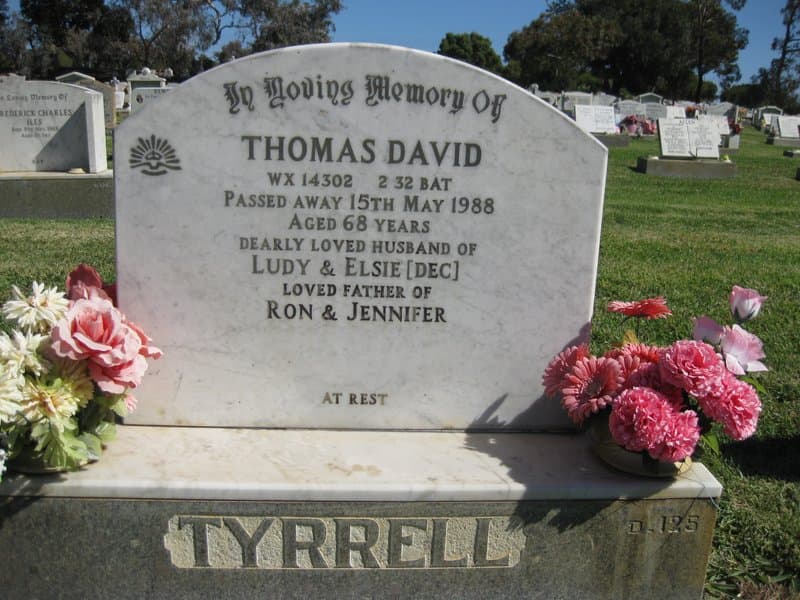 Thomas David TYRRELL gravestone photograph 1