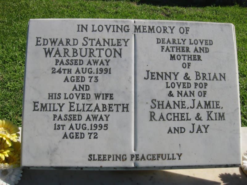 Edward Stanley WARBURTON gravestone photograph 1