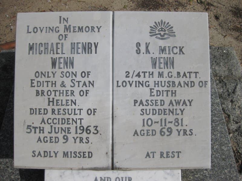 Stanley Keith WENN gravestone photograph 1