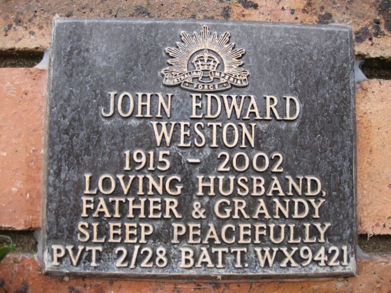 John Edward WESTON gravestone photograph 1