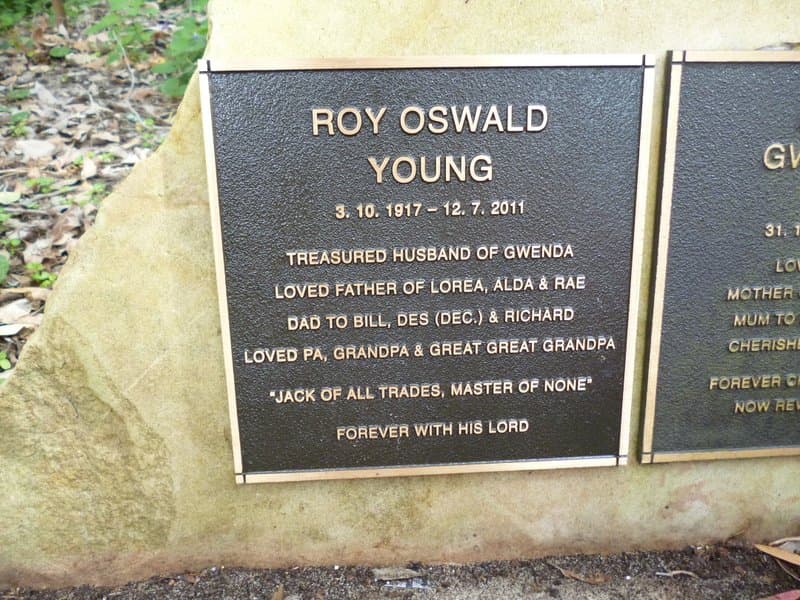 Roy Oswald YOUNG gravestone photograph 1
